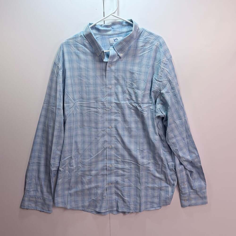 Southern Tide Plaid Long Sleeve Button Shirt XXL Blue